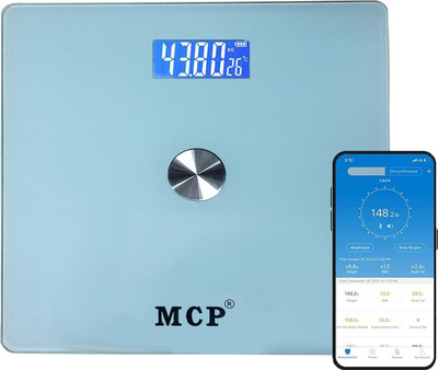 MCP Bluetooth Weight machine for Human Body Weigh Scale Fat Analyzer Digital Smart Weighing Scale(White)