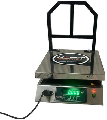 monet international 80KG SS Scale; 12*12 Inch; Green Display with 2 days Battery Backup Weighing Scale(Silver black)