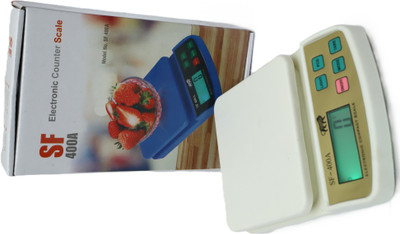 Skeisy MINI SF-400A-WHITE KITCHEN SCALE POWER UP 10KA-1GM-AA BATTERY, TARE FUNCTION Weighing Scale(White)