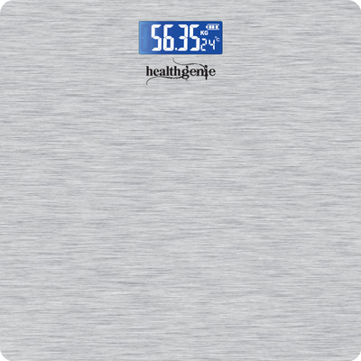Healthgenie Thick Tempered Glass LCD Display Digital Weighing Scale(Silver Brushed Metallic)
