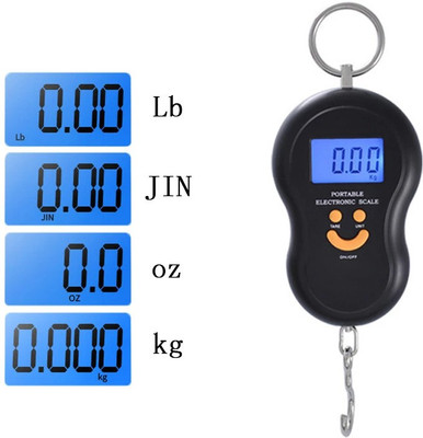 GLOWISH PORTABLE 50KG/10G HANGING DIGITAL DISPLAY LUGGAGE/KITCHEN SCALE Weighing Scale(Black)