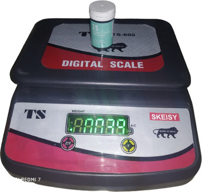 Skeisy new ts-600 weighing machine power up to 30kgx1gm rechargeable battery/adaptor Weighing Scale(Black)