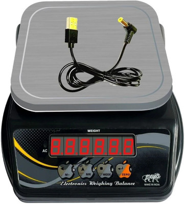 WEIGHOUSE 10Kg Counter Rechargeable Weight Scale With Stainless Steel Top For Home&Kitchen Weighing Scale(Black)