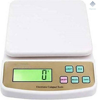 NUCLETRIC Electronic Digital 10Kg Weight Scale Kitchen Measuring for Fruits, Vegetable Weighing Scale(White)