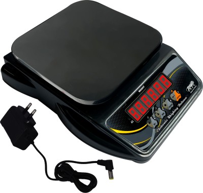 vyog 10Kg Counter Rechargeable Weight Machine with Hard Plastic Top for Shop, Home Weighing Scale(Black)