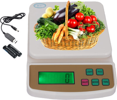 NIBBIN 10Kg Digital Weight Machine with Fast Response Sensor for Home, Kitchen & Shop Weighing Scale(White)