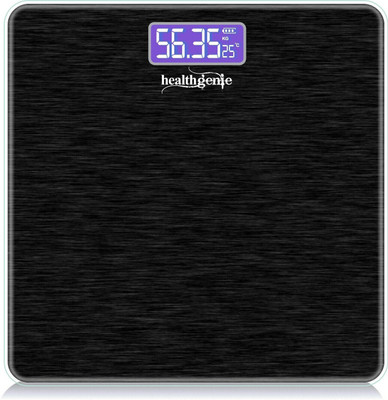 Healthgenie Thick Tempered Glass LCD Display Digital Weighing Scale(Brushed_Black)