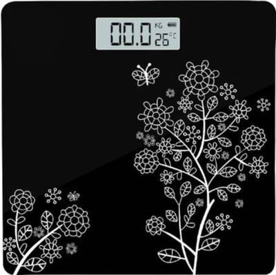 METRIXO Electronic Weighing Machine - Thick Tempered Glass with LCD Display Weighing Scale(BLACK - FLORA)