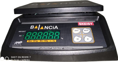 Skeisy black bal new weighing machine power up to 30kgx1gm and load indicator Weighing Scale(Black)