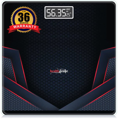 Healthgenie Digital Weight Machine Thick Tempered Glass LCD Display With 3 Years Warranty Weighing Scale(Sporty Red)