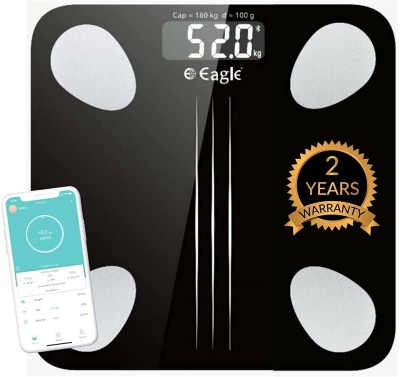 EAGLE EEP1001A Smart Connected electronic Digital Weighing Scale / Weight Machine and BMI Scale with Large LCD Display and 4 BIS Sensors (Black, 180 kg) Weighing Scale(Black)