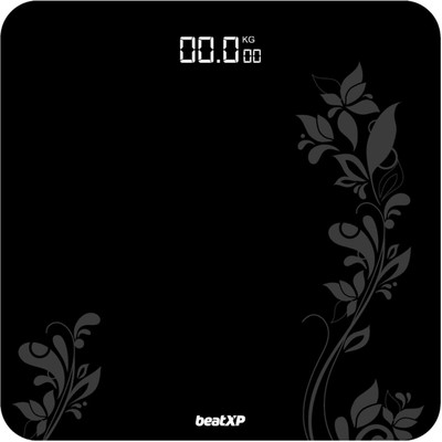 beatXP Gravity Flora Digital Weight Machine with Thick Tempered Glass & LCD Display Weighing Scale(Grey & Black)