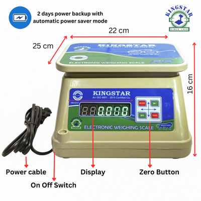 King Star Heavy Plastic ABS Scale Capacity 30Kg Weighing Scale(off white)