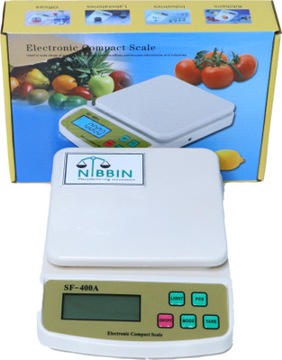 NIBBIN Digital 10kg x 1g Kitchen Scale Multi-purpose weight measuring Machine SF 400A Weighing Scale(White)