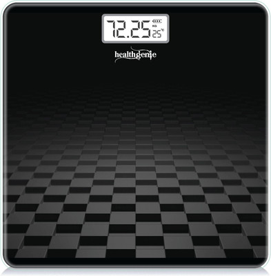 Healthgenie Digital Weight Machine Thick Tempered Glass LCD Display With 3 Years Warranty Weighing Scale(Black_Checkered)