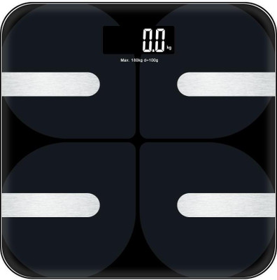 Dissolv BMI, BMR 13 Essential Body Parameter Free Bluetooth Mobile APP Weighing Scale Weighing Scale(Black)