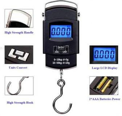Buyer Choice Kitchen Weight Scale Easy To Heavy Portable Digital Weighing Scale For Luggage Weighing Scale(Digital LED Screen with Weighing capacity of 50Kg,Black)