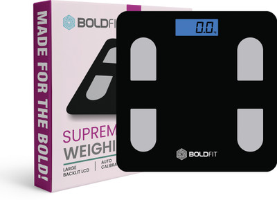 BOLDFIT Weight Machine for Human Weight Digital Weighing Scale(Dark Black)