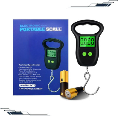 VBR's Group JY70 Portable Luggage Weight Machine, Digital Display with SS Hook, 50 KG Weighing Scale(Black)