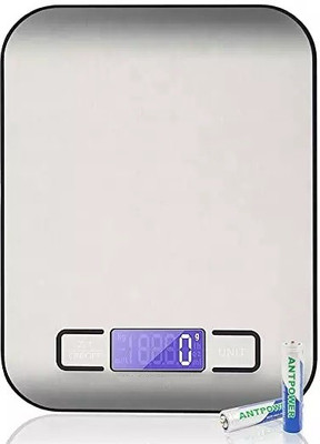 QNOVE Electronic Food Weight Machine for Baking, Health and Diet Batteries Included Weighing Scale(Silver)