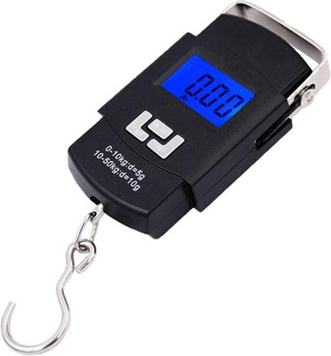 Glancing Smiley Mini Digital Plastic and Metal Hanging Weighing Scale with LCD Display and Green Background Light 50 kg /243/KGl Weighing Scale(Black)