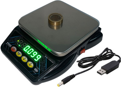 VBR's Group 10Kg Digital Counter Kitchen Scale With 6 Month Warranty, Rechargeable Betteries Weighing Scale(Stainless Steel, Black)