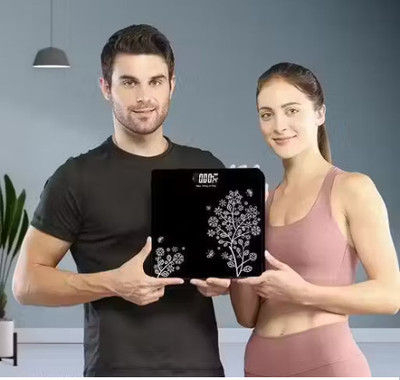 ABHIGAMYAH empered GlassLCD Display Weighing Scales for Body WeightFlower Weighing Scale(Black)