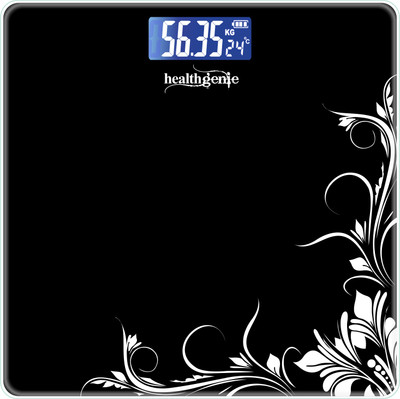 Healthgenie Thick Tempered Glass LCD Display Digital Weighing Scale(Black Pattern)