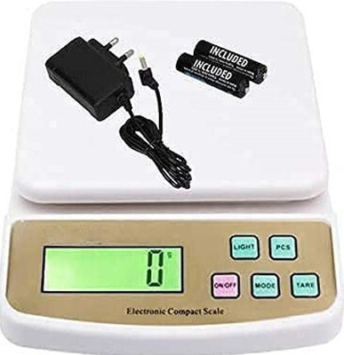 REXBURG Electronic Weight Machine with 10 kg Capacity, 1 g Accuracy, Tare Function Weighing Scale(White)