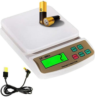 NIVAYO 10 KG Counter Kitchen Scale With 2 AA Batteries & USB Cable Weighing Scale(White)