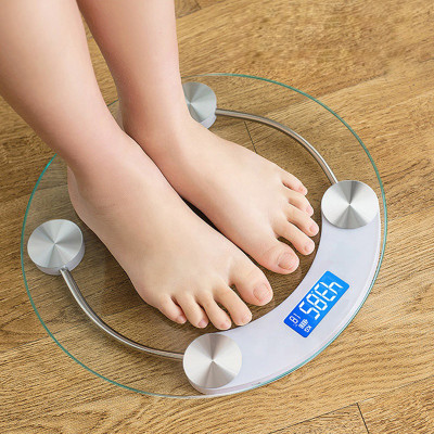 ACU-CHECK body electronic scale Body Weighing Scale Round Glass Bathroom Digital Scale Weighing Scale(transparent)