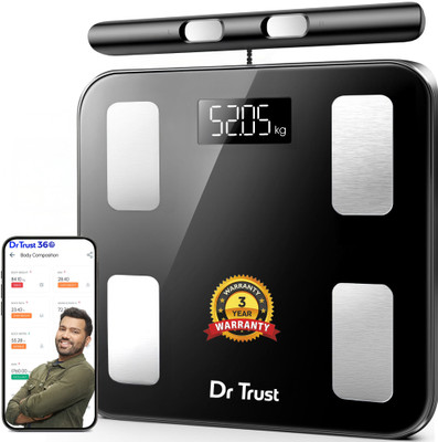 Dr Trust USA Digital Smart Scale Weight Machine BMI Body Fat Analyzer 29 Body Parameters Weighing Scale(Black)