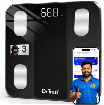 Dr Trust USA Legend Smart Body Fat Analyzer 526 BMI Weight Machine Sync with App Personal Weighing Scale(Black)