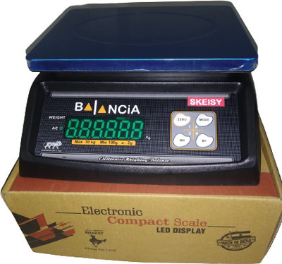 Skeisy weighing steel machine balancai power up to 30kgx1gm and rechargeable /adaptor Weighing Scale(Black)