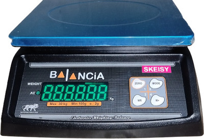 Skeisy RWEIGHING MACHINE STEEL BAL POWER UP TO 30KGX1GM AND WITH CHARGING ADAPTOR Weighing Scale(Black, STEEL)