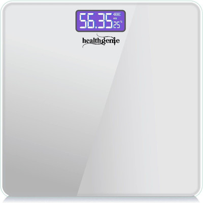 Healthgenie Thick Tempered Glass LCD Display Digital Weighing Scale(Silver)