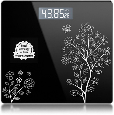 MS ENTERPRISE Thick Tempered Glass LCD Display Digital Weight Machine body Weighing Scale Weighing Scale(Black)