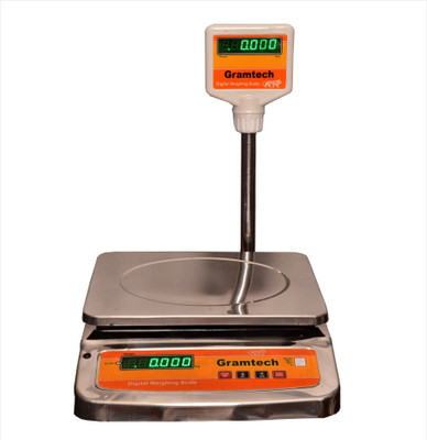 GRAMTECH Weight Capacity 50kg Steel Pole Weight Machine for shop Table Top Scale Digital Weighing Scale(Silver pole)