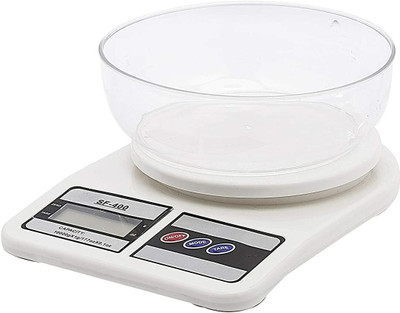 RECTITUDE New SF-400 Digital LCD Display Kitchen Electronic Scales for Food Weight Diet Weighing Scale(White)