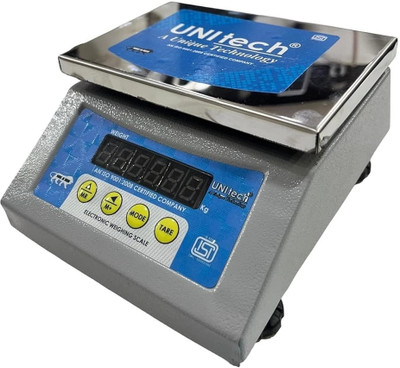 Unitech Heavy Duty 30kg Digital Platform Scale with Dual LED,Tare & Rechargeable Battery Weighing Scale(Grey)