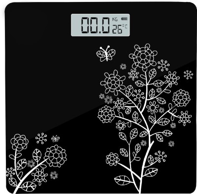 Maxpro WC134 Flora Digital Weighing Scale with thick tempered glass, LCD Panel Weighing Scale(Black)