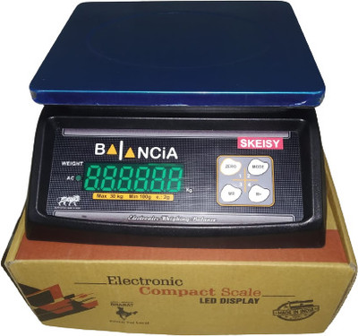 Skeisy machine balancia steel power up to 30kgx1gm and rechargeable /adaptor Weighing Scale(Black)
