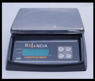 MSNL New Balancia Weighing machine power 30kg-1gm, tare function, overload Weighing Scale(Black, Steel)