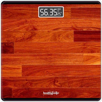 Healthgenie Digital Weight Machine Thick Tempered Glass LCD Display 2+1 Yr extended Warranty Weighing Scale(Red Wood)
