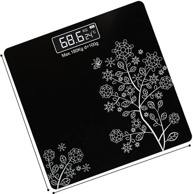 BELENZO Body Weighing Scale Glass LCD Display Personal Black Bathroom Weighing Scale Weighing Scale(Black)