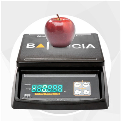 vyog Balancia 30kg x 2g, Chargeable Front & Back Display for Shops, Restaurant Weighing Scale(Black)