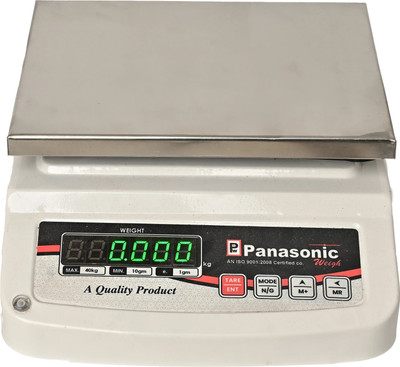 Panasonic PWS-401,40Kg ACCURACY:1G Stainless Steel Square Platter,with EcoSense Technology Weighing Scale(White)