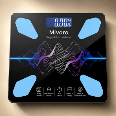 Mivora Weight Machine for Human Weight Digital Weighing Scale Weighing Scale(Black 3D)