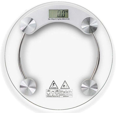 MOWELL Round Shape 8 MM Glass Digital weighing scale for body weight Bathroom Scale Weighing Scale(Transparent)