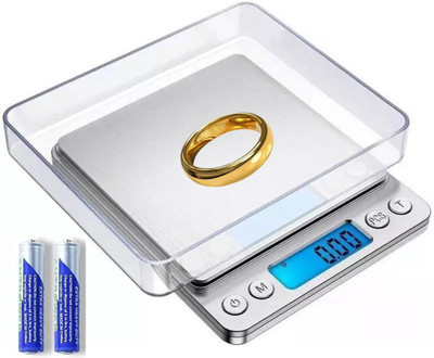 WEIGHOUSE 500Gr. Capacity Jewellery Weight scale with 2 AAA Batteries for Home&Lab Purpose Weighing Scale(Silver)